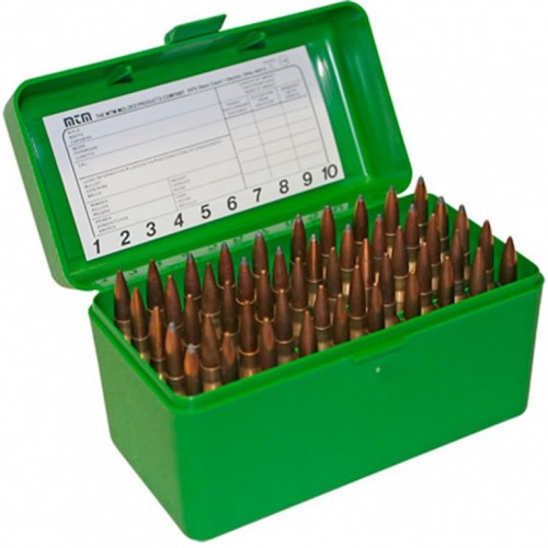 Кейс MTM Deluxe H-50-XL-10 для хранения 50 патронов .458 калибра Зелёный